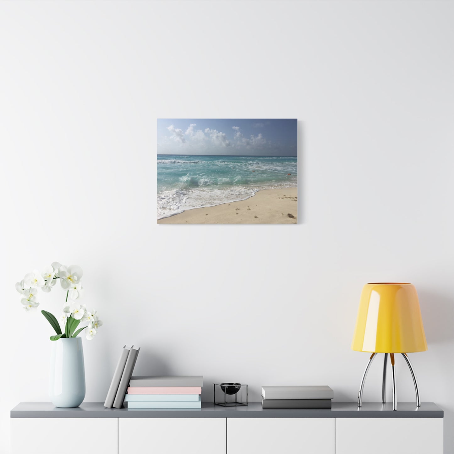 Canvas Wall Art - Beach Waves Blues Design