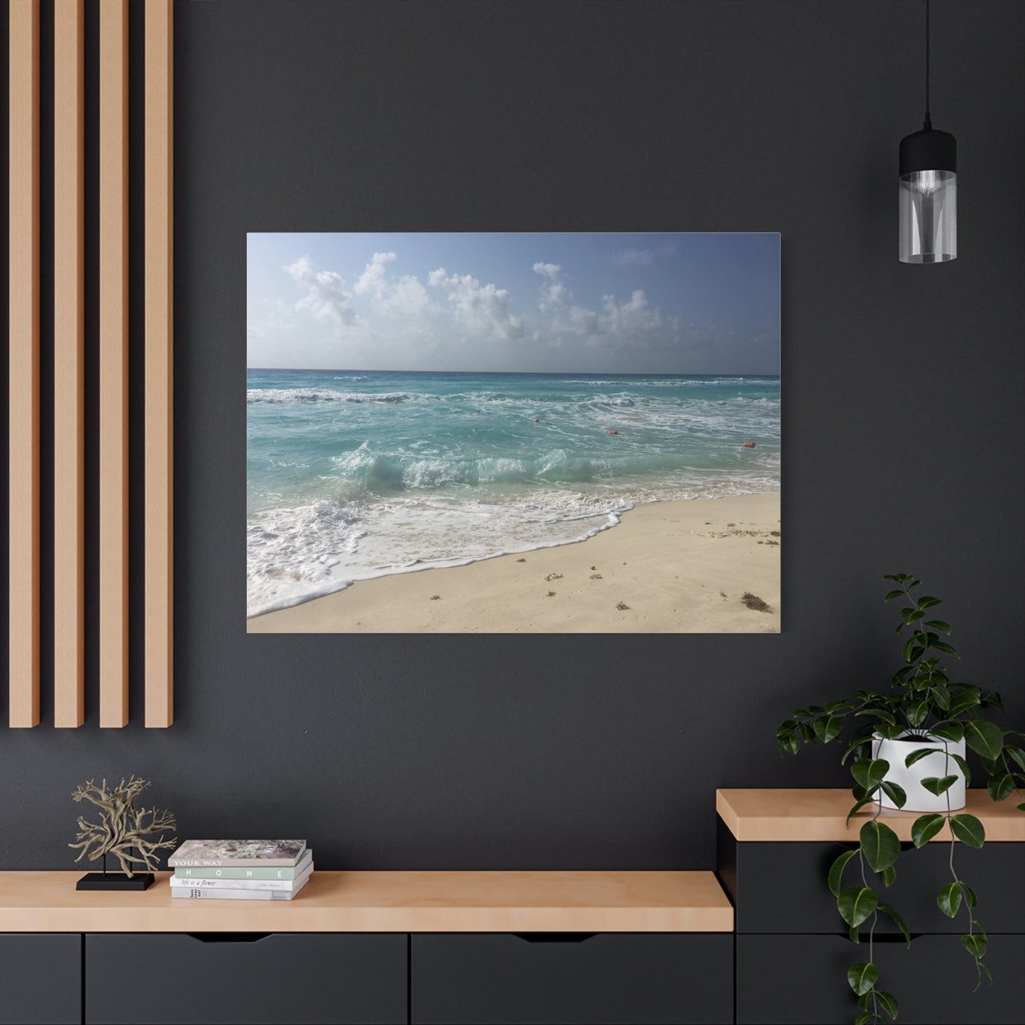 Canvas Wall Art - Beach Waves Blues Design