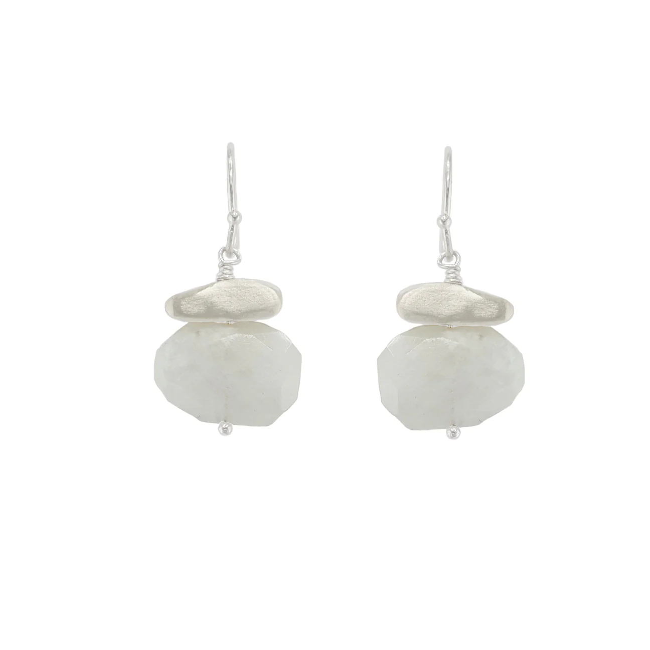 Silver Nugget Moonstone Earrings