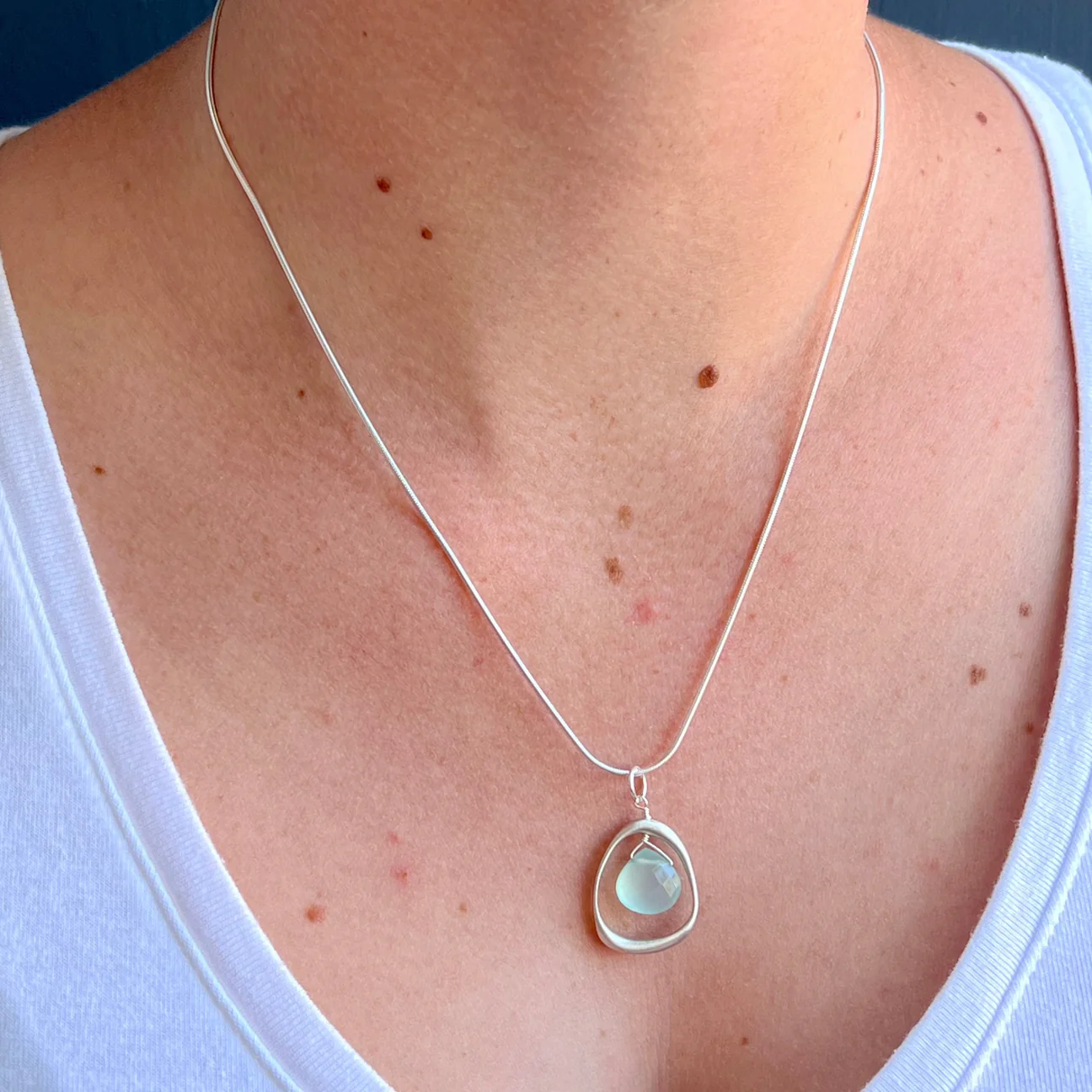 open circles with chalcedony necklace