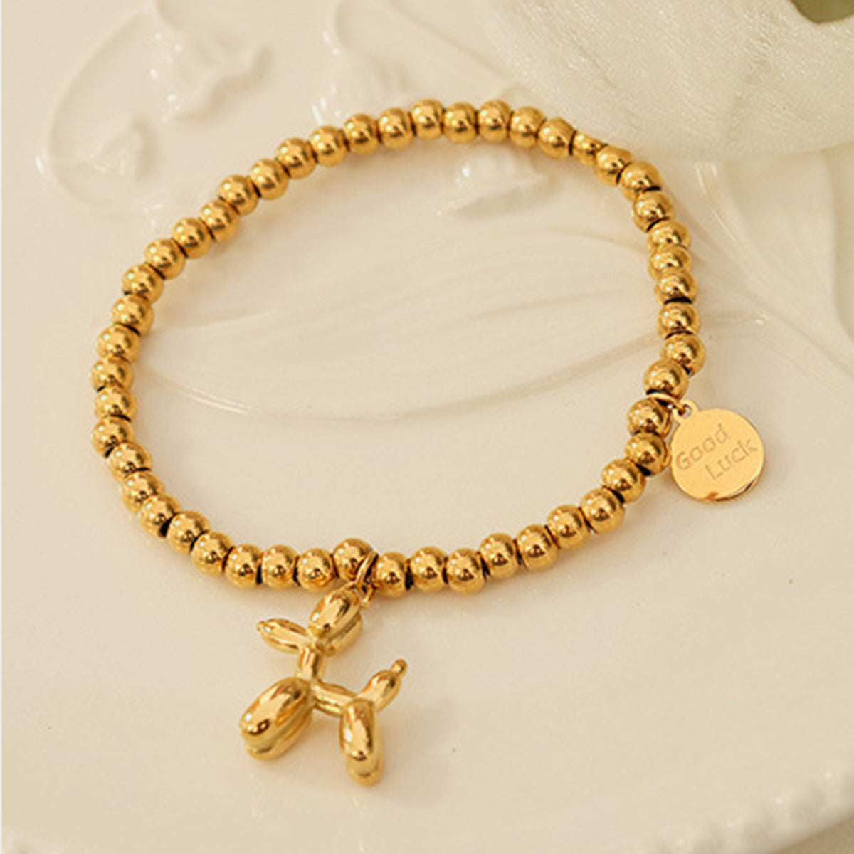 Balloon Puppy 18K Gold-Plated Titanium Steel Charm Bracelet