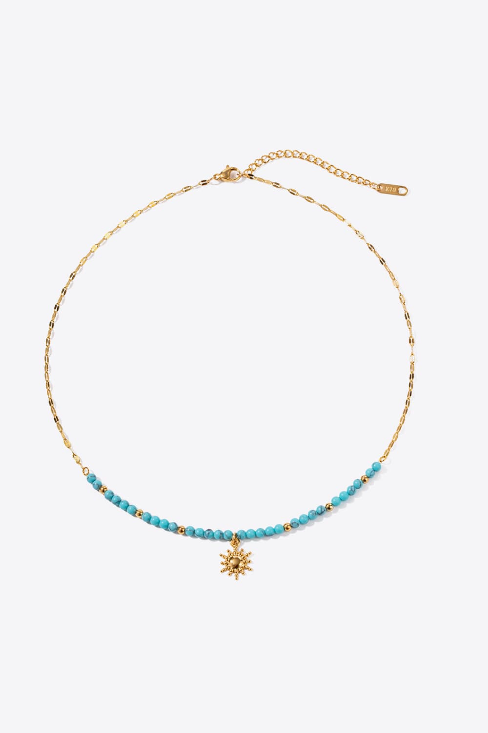 Sun Turquoise Beads 18K Gold-Plated Pendant Necklace