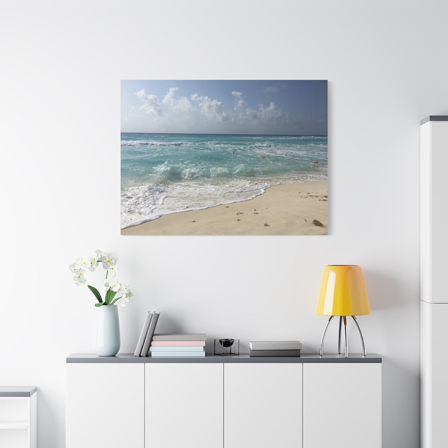 Canvas Wall Art - Beach Waves Blues Design