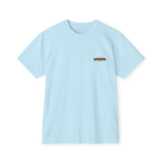 The Torch Trip Pocket T‑Shirt — Retro Sunset Beach Graphic Tee