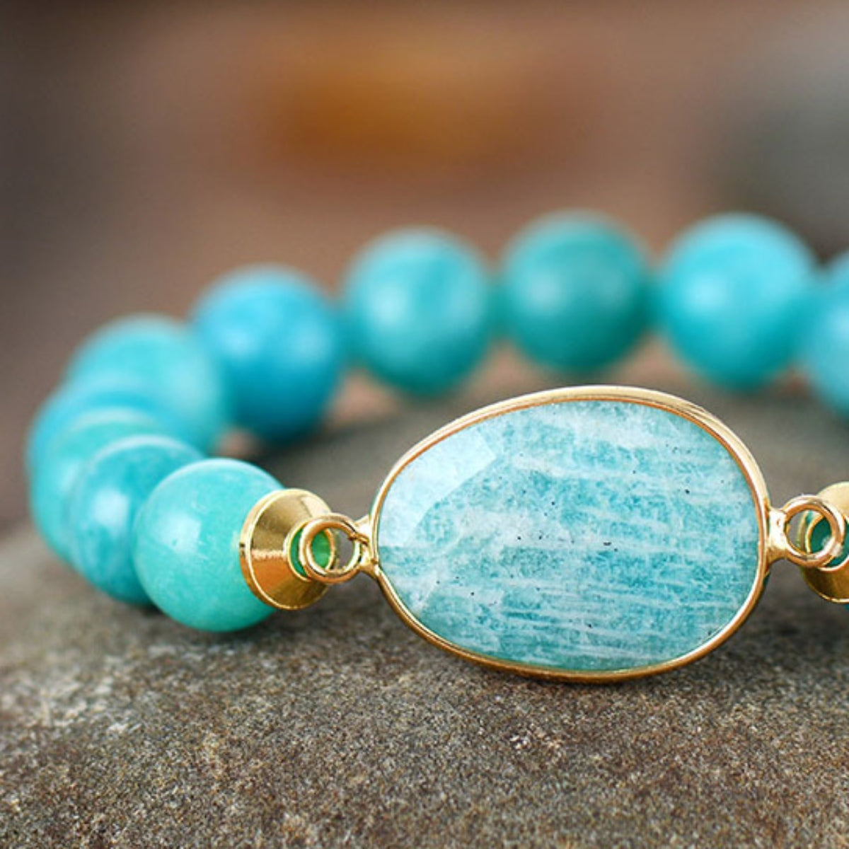 Natural Stone Beaded Bracelet-Aqua