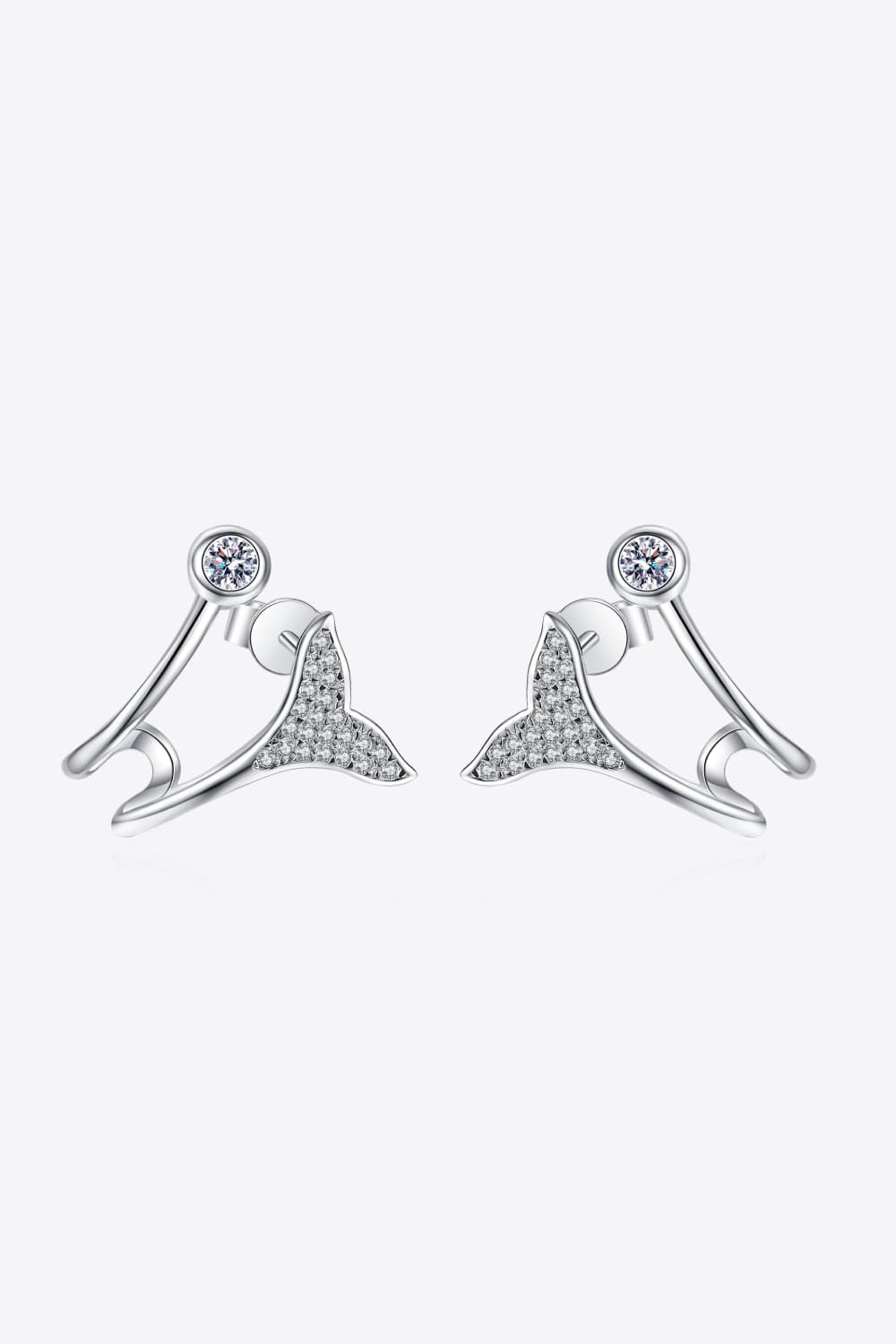 Fishtail Rhodium-Plated Earrings