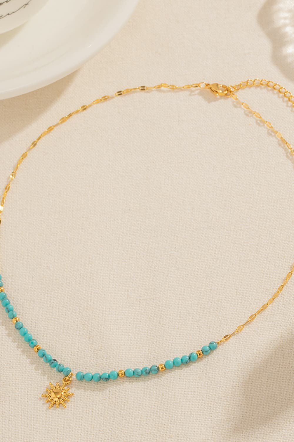 Sun Turquoise Beads 18K Gold-Plated Pendant Necklace