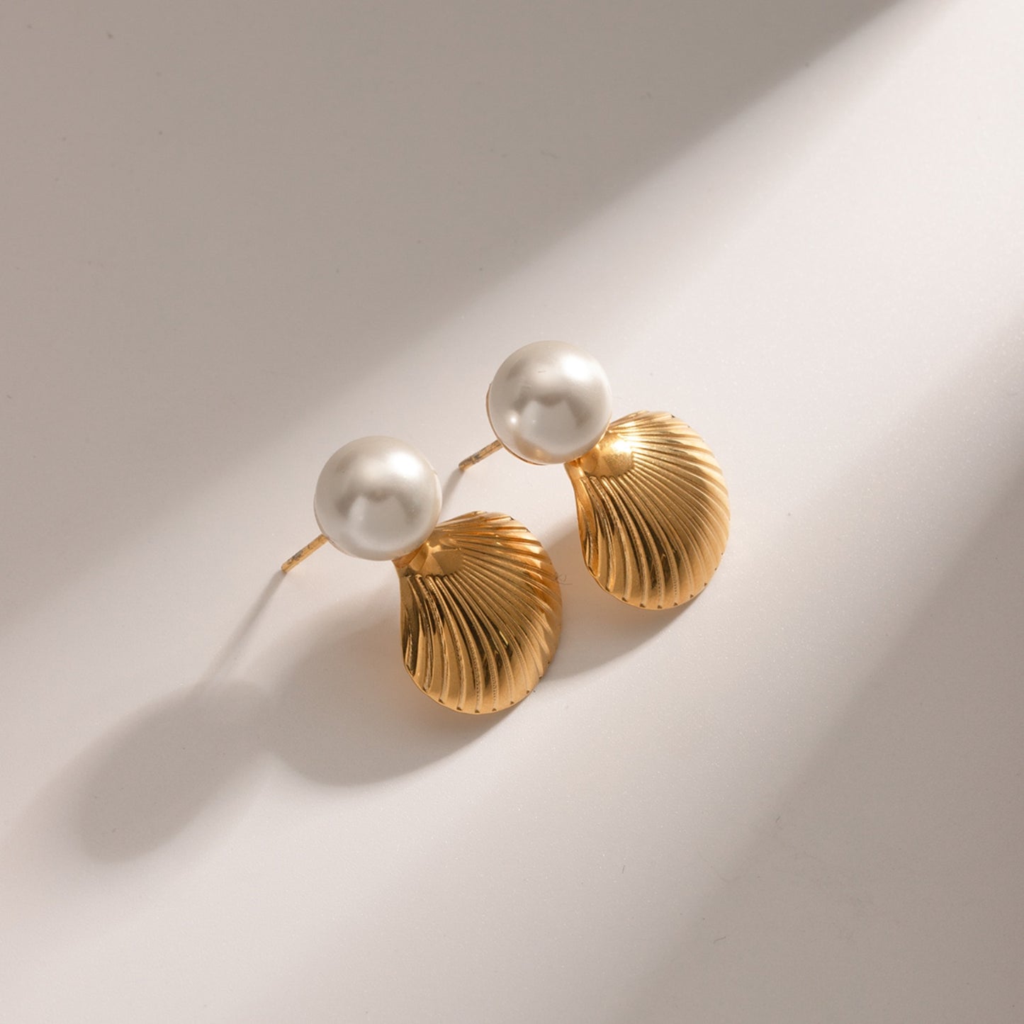 Shell 18K Gold-Plated Stainless Steel Earrings