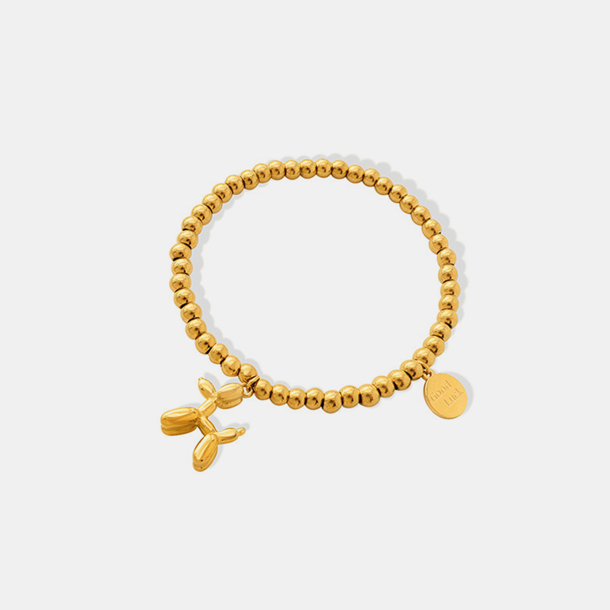 Balloon Puppy 18K Gold-Plated Titanium Steel Charm Bracelet