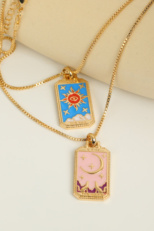 Sun and Moon Tarot Card Pendant Necklace