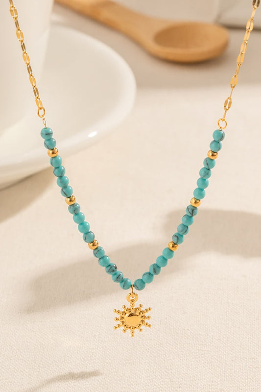 Sun Turquoise Beads 18K Gold-Plated Pendant Necklace