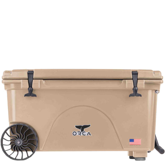 65 Quart Wheeled Cooler-Tan