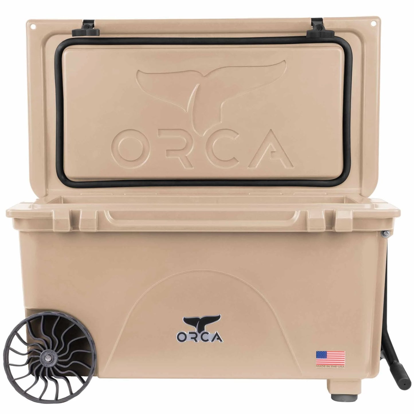 65 Quart Wheeled Cooler-Tan