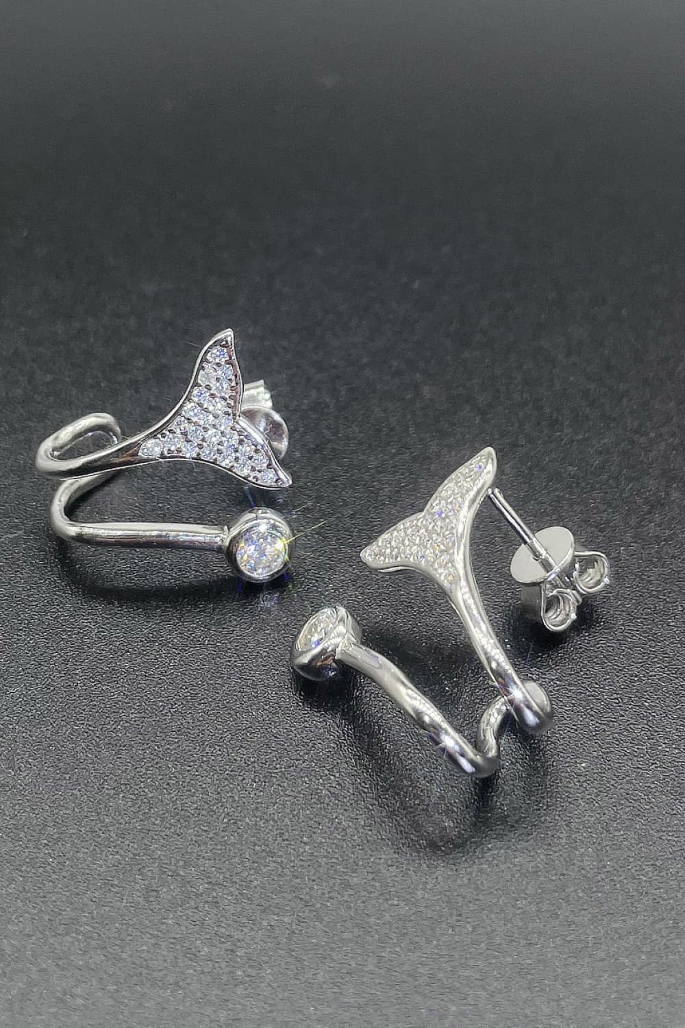 Fishtail Rhodium-Plated Earrings