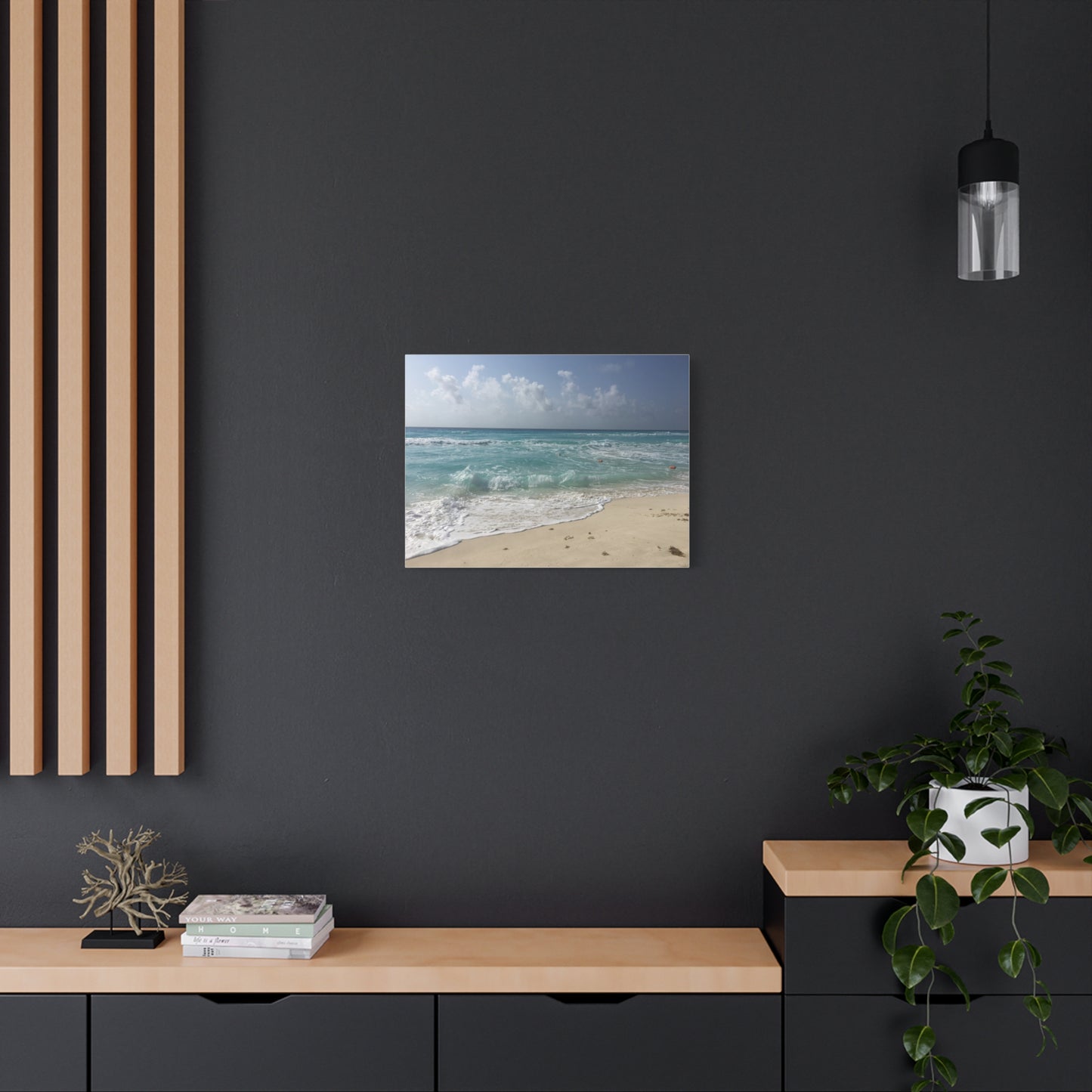 Canvas Wall Art - Beach Waves Blues Design