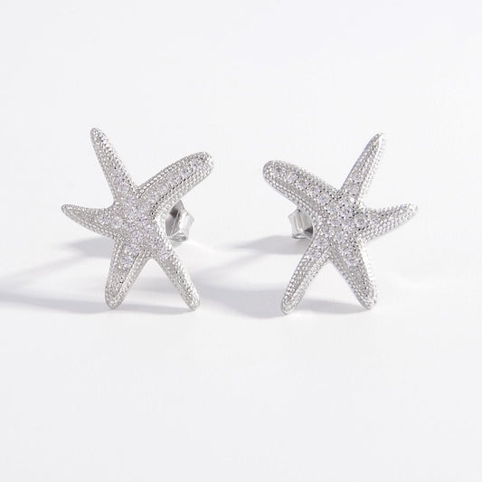 Sparkling Starfish 925 Sterling Silver Earrings