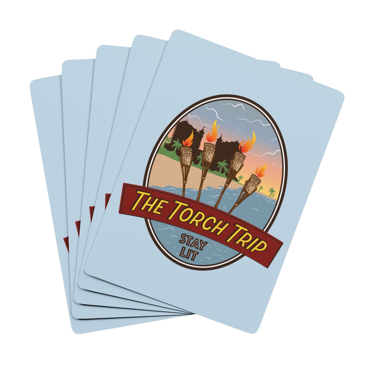 Torch Trip Poker Playing Cards — Beach Tiki Deck with “Stay Lit” Design