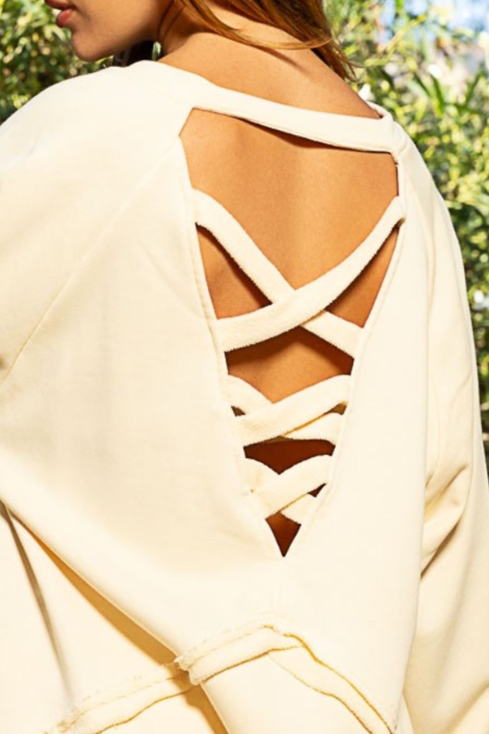 Balloon Sleeve Sweatshirt-Cream