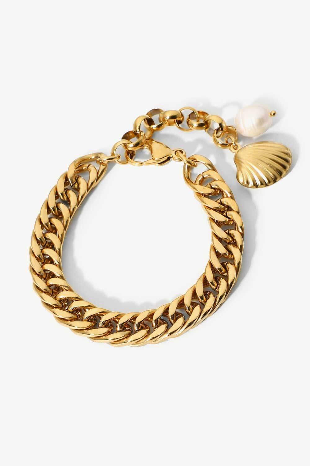 Shell and Pearl 18K Gold-Plated Bracelet