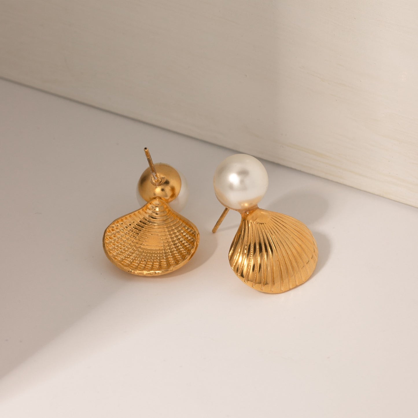 Shell 18K Gold-Plated Stainless Steel Earrings