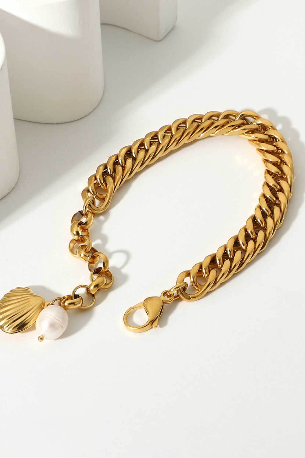 Shell and Pearl 18K Gold-Plated Bracelet