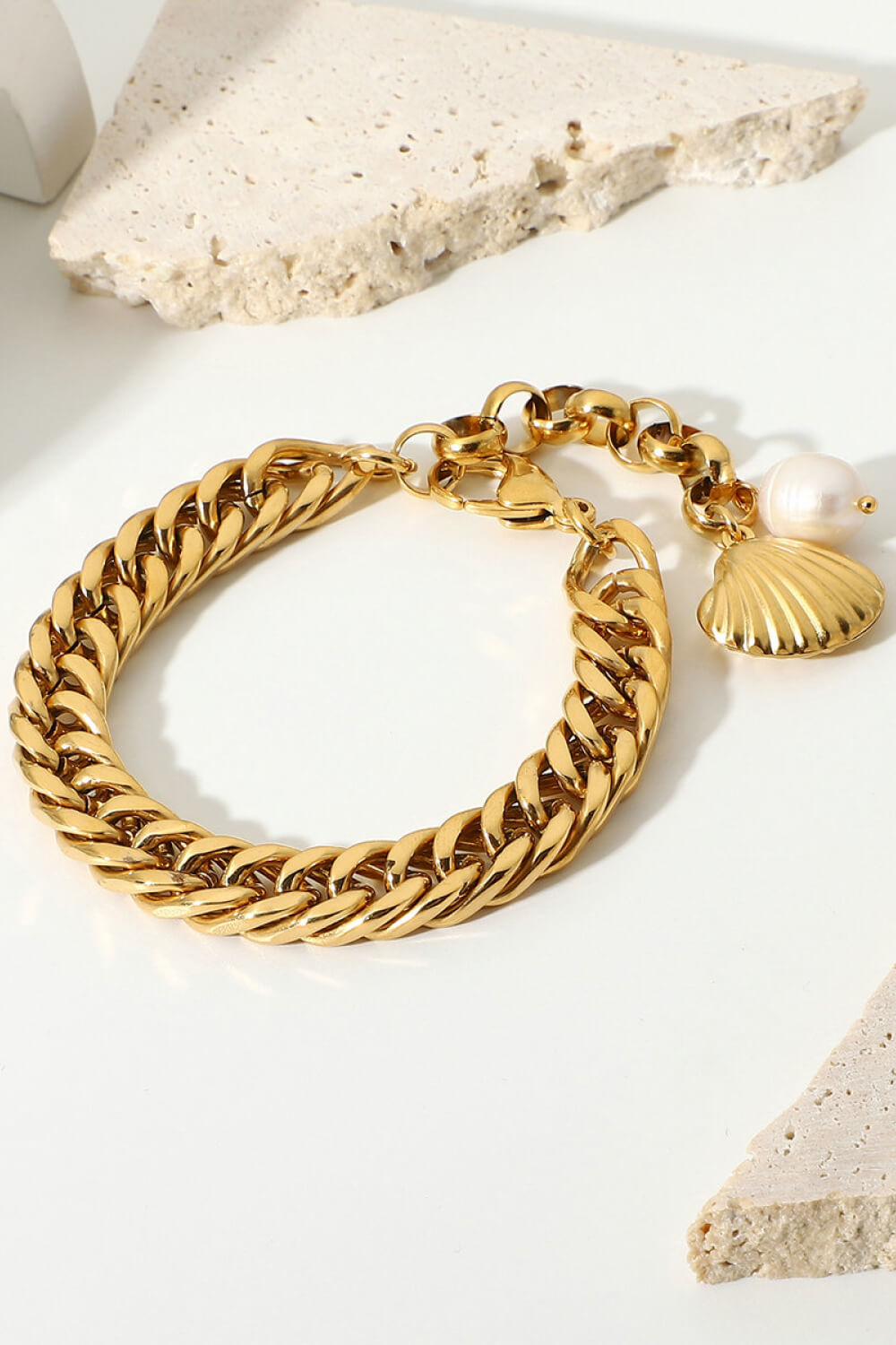 Shell and Pearl 18K Gold-Plated Bracelet