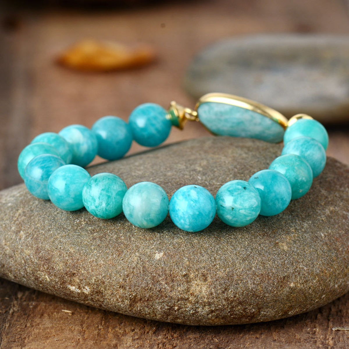 Natural Stone Beaded Bracelet-Aqua